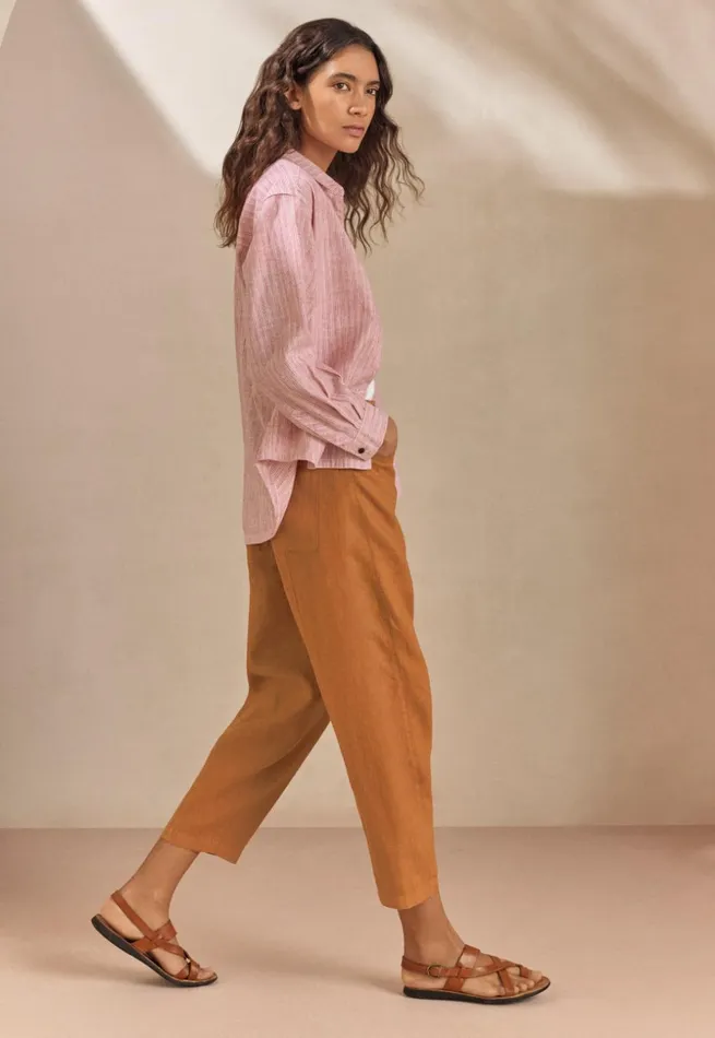 Women Striped Shirt Soft Coral Poetry Fashion Shirts and Tunics
