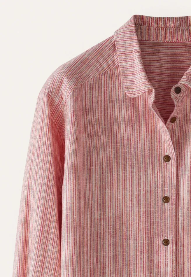 Women Striped Shirt Soft Coral Poetry Fashion Shirts and Tunics