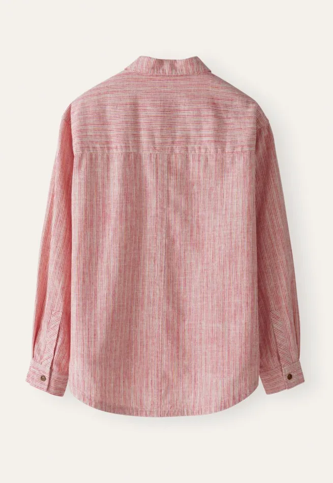 Women Striped Shirt Soft Coral Poetry Fashion Shirts and Tunics