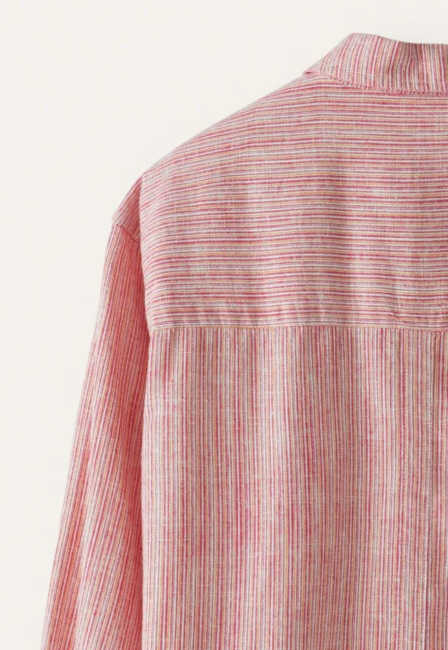 Women Striped Shirt Soft Coral Poetry Fashion Shirts and Tunics