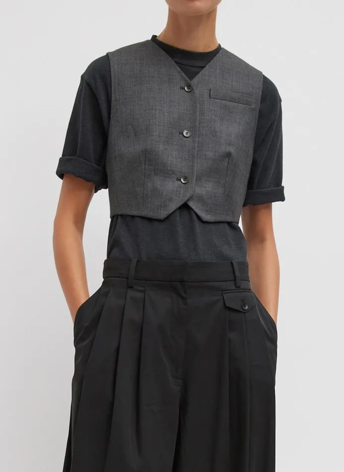 Women Suits Tibi Ellis Suiting Shrunken Vest Grey Multi