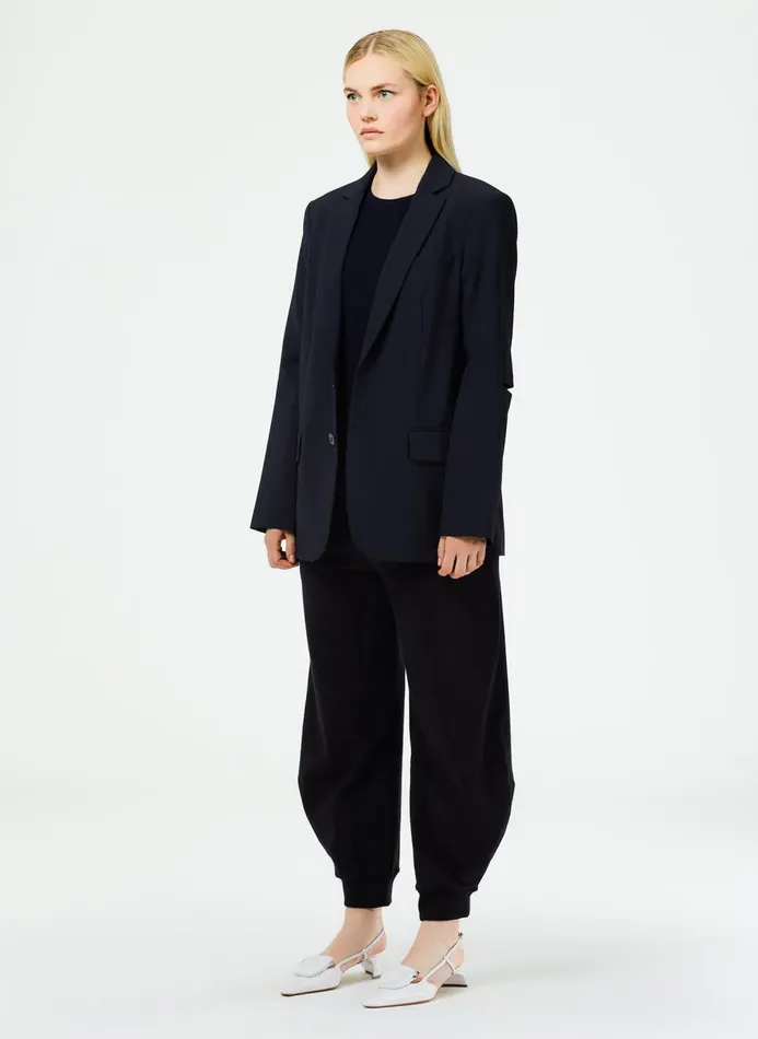 Women Suits Tibi Tropical Wool Cutout Sleeve Marlon Blazer Navy