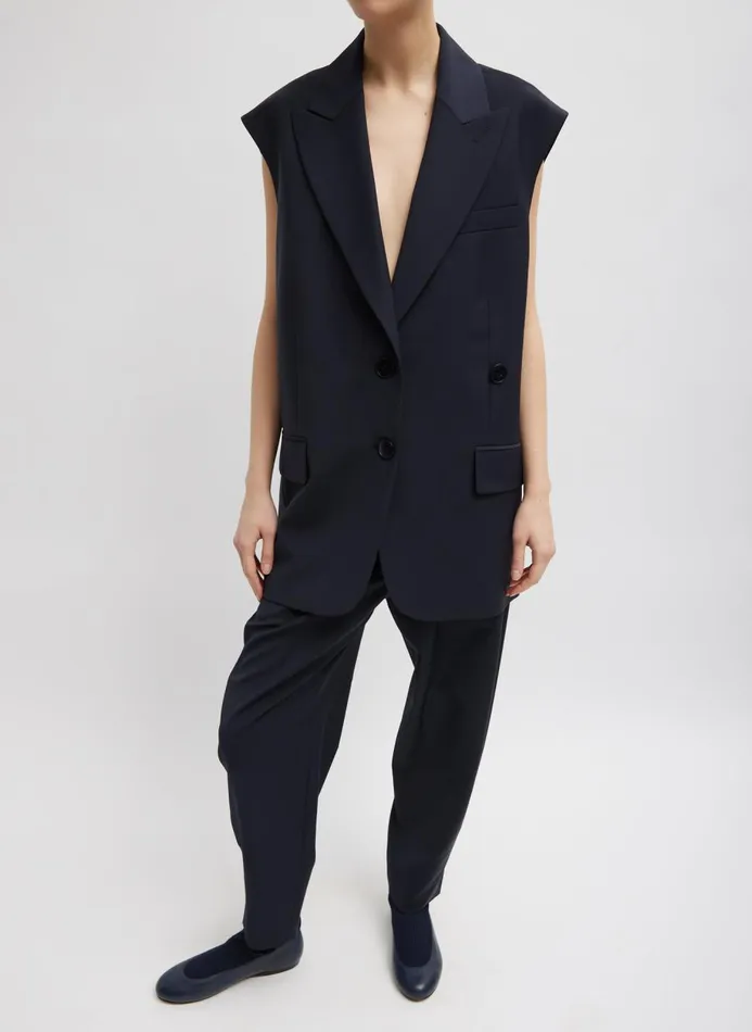 Women Suits Tibi Tropical Wool Liam Vest Navy