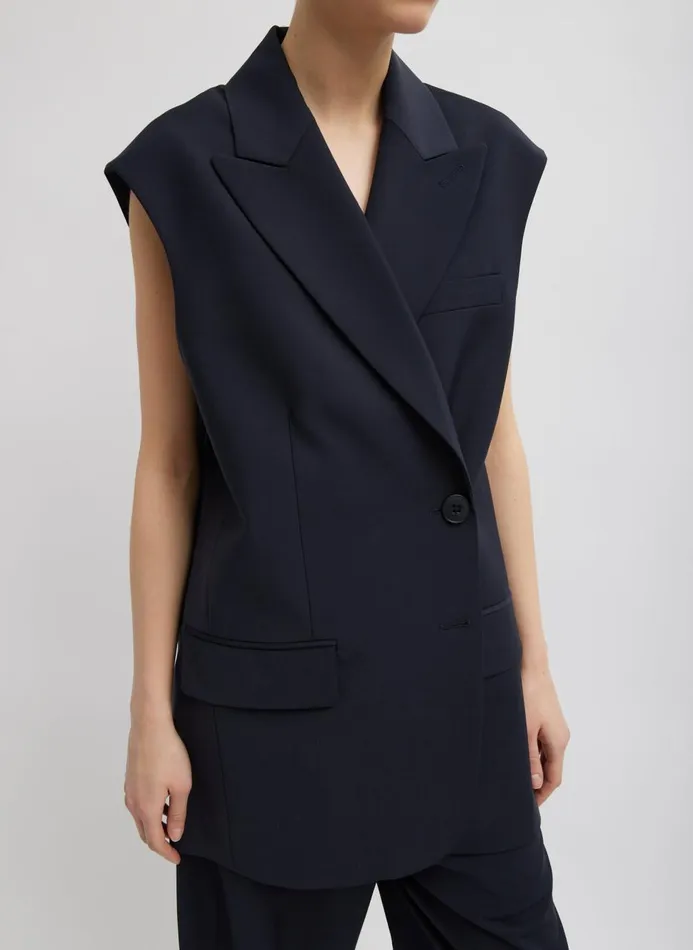 Women Suits Tibi Tropical Wool Liam Vest Navy