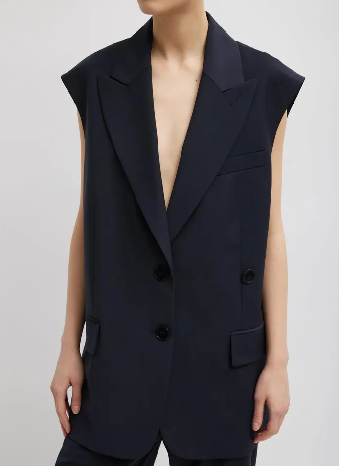 Women Suits Tibi Tropical Wool Liam Vest Navy