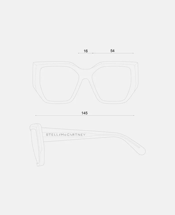 Women Sunglasses Stella McCartney Chunky Square CatEye Sunglasses Glossy Dark Havana