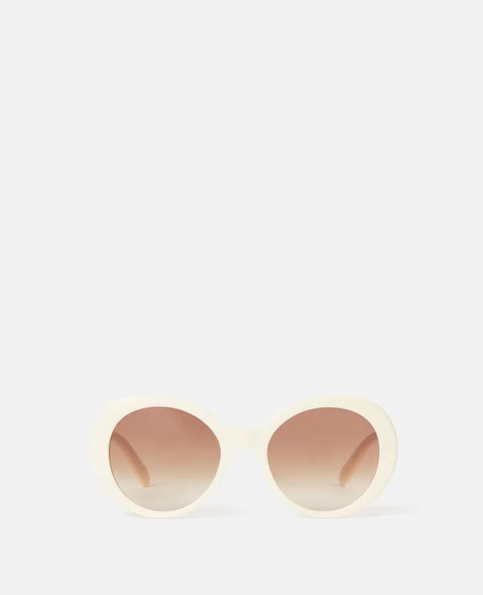 Women Sunglasses Stella McCartney Falabella Pin Round Sunglasses Cream