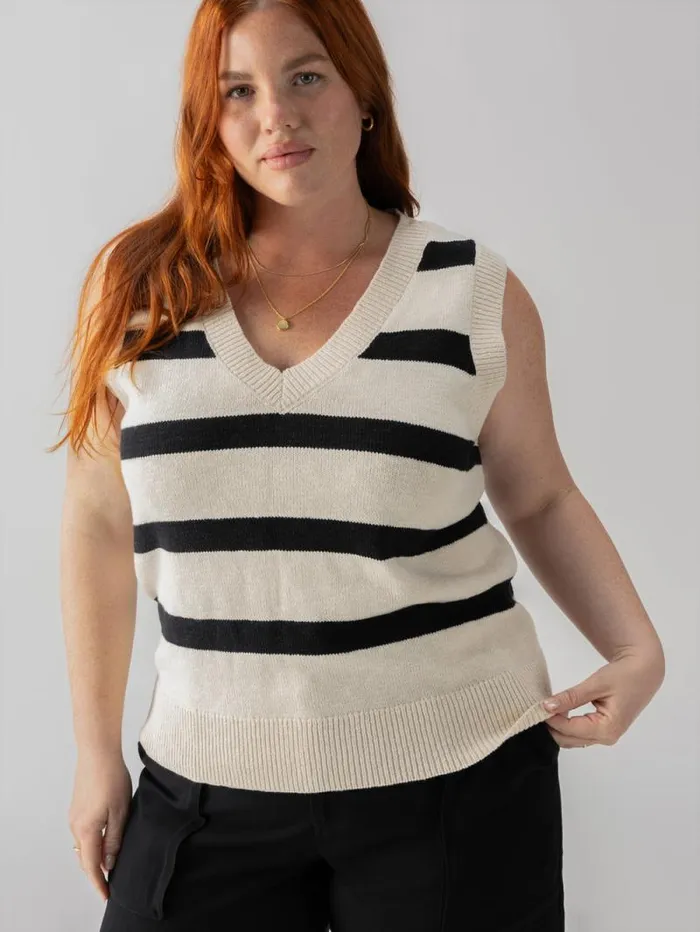 Women Sweater Shell Tank Eco Natural Black Stripe Inclusive Collection Sanctuary Clothing Sweaters and Cardis Women Sweater Shell Tank Eco Natural Black Stripe Inclusive Collection Sanctuary Clothing Sweaters and Cardis