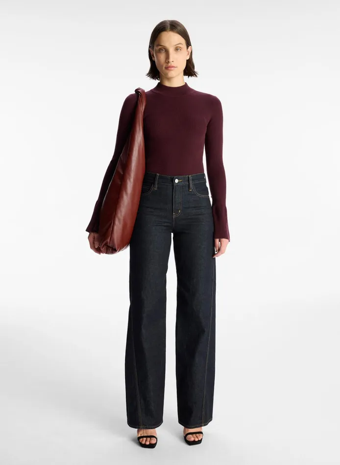 Women Sweaters ALC Devin Stretch Wool Sweater Deep Carob