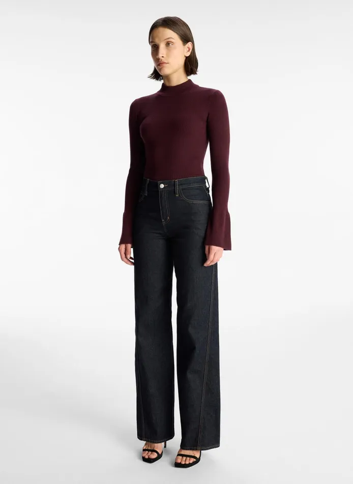 Women Sweaters ALC Devin Stretch Wool Sweater Deep Carob