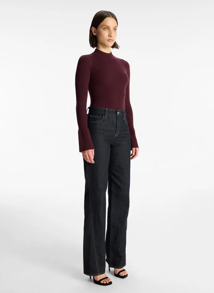 Women Sweaters ALC Devin Stretch Wool Sweater Deep Carob