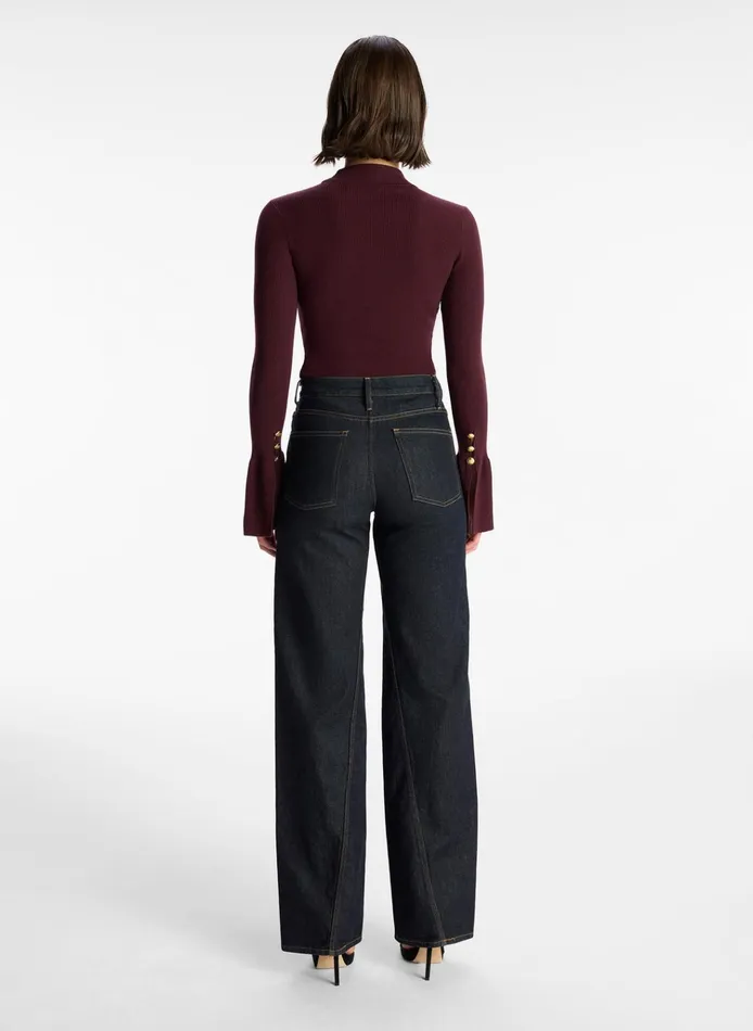 Women Sweaters ALC Devin Stretch Wool Sweater Deep Carob