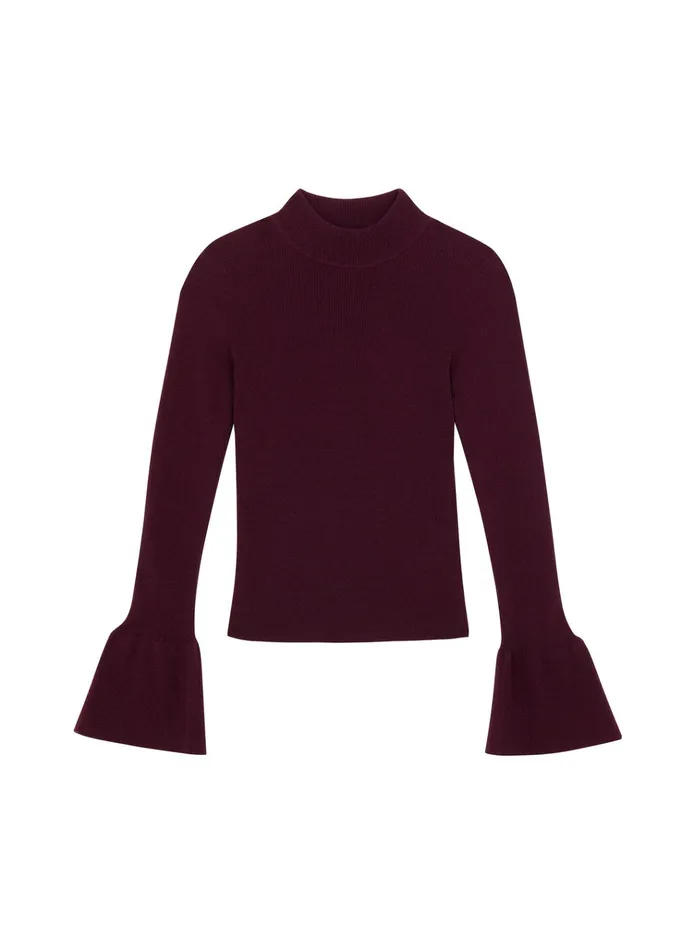 Women Sweaters ALC Devin Stretch Wool Sweater Deep Carob