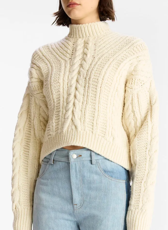 Women Sweaters ALC Shelby Cable Knit Sweater Natural