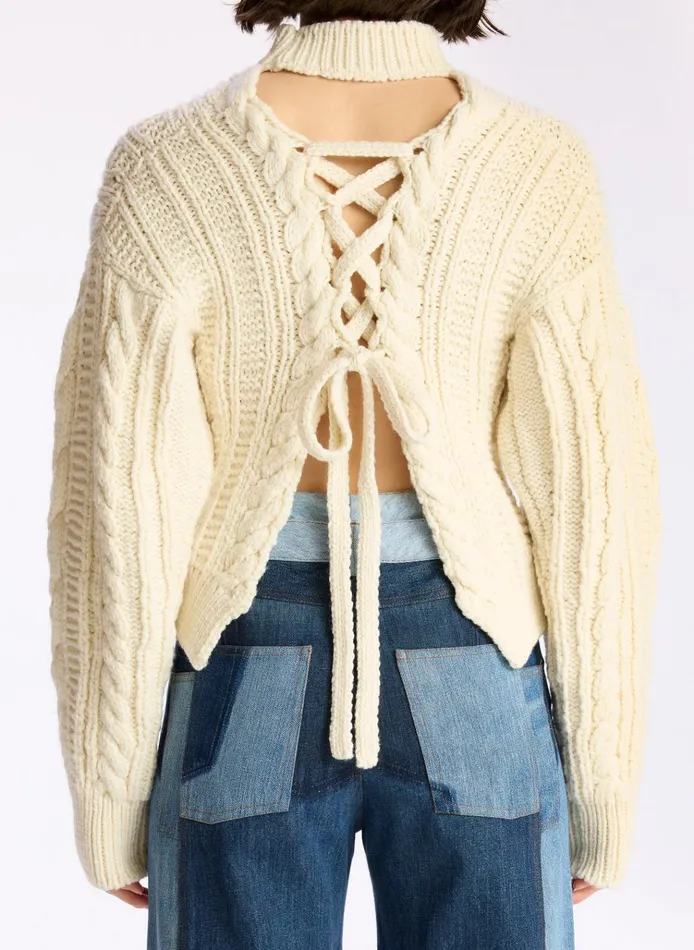 Women Sweaters ALC Shelby Cable Knit Sweater Natural