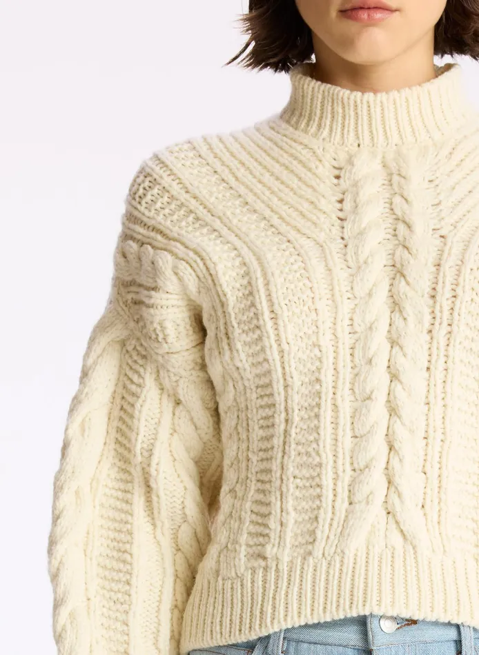 Women Sweaters ALC Shelby Cable Knit Sweater Natural