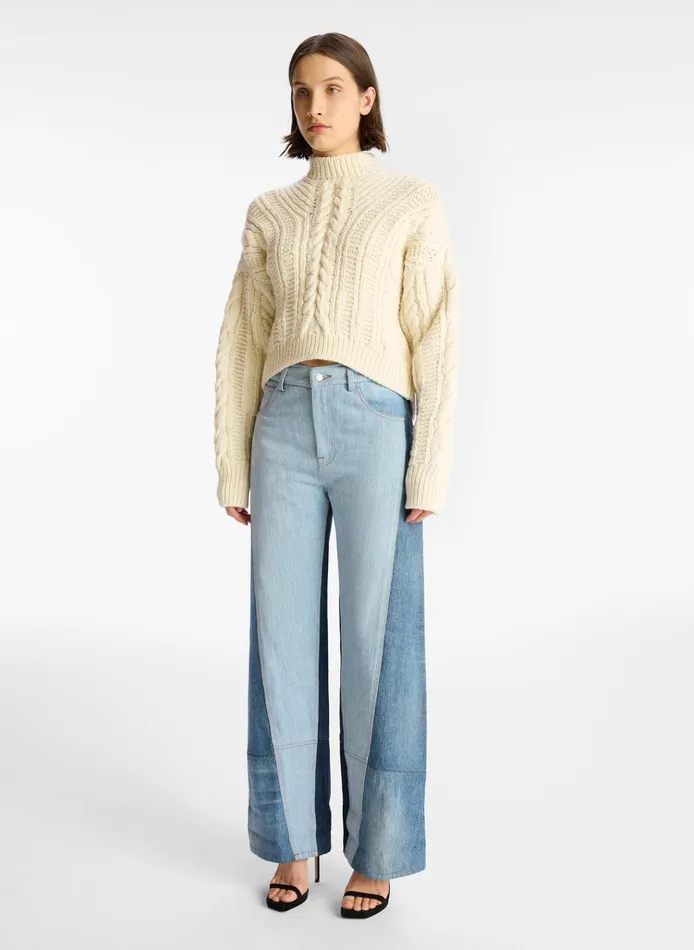 Women Sweaters ALC Shelby Cable Knit Sweater Natural