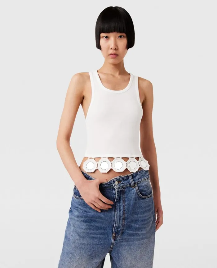 Women Sweatshirts And TShirts Stella McCartney Mirror Crochet Tank Top Pure White
