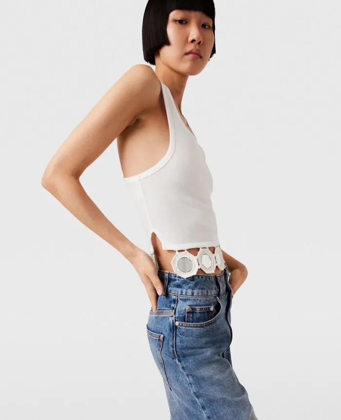 Women Sweatshirts And TShirts Stella McCartney Mirror Crochet Tank Top Pure White