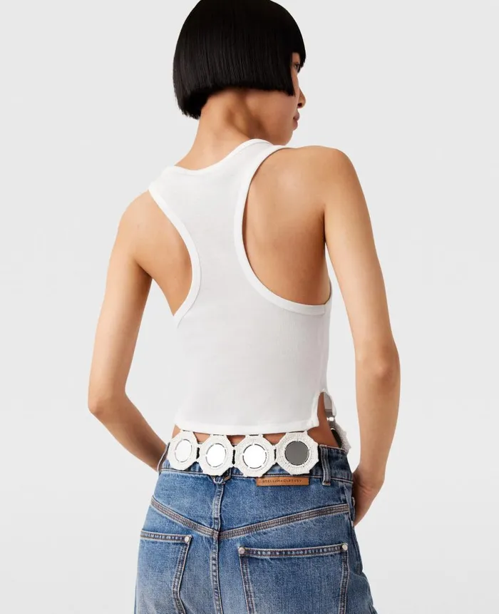 Women Sweatshirts And TShirts Stella McCartney Mirror Crochet Tank Top Pure White