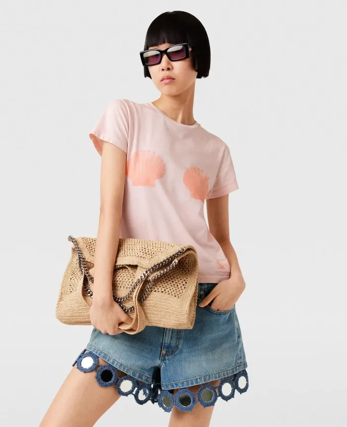 Women Sweatshirts And TShirts Stella McCartney Seashell Crewneck TShirt Light Pink