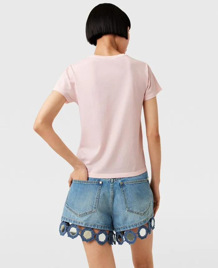 Women Sweatshirts And TShirts Stella McCartney Seashell Crewneck TShirt Light Pink