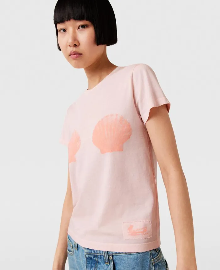 Women Sweatshirts And TShirts Stella McCartney Seashell Crewneck TShirt Light Pink