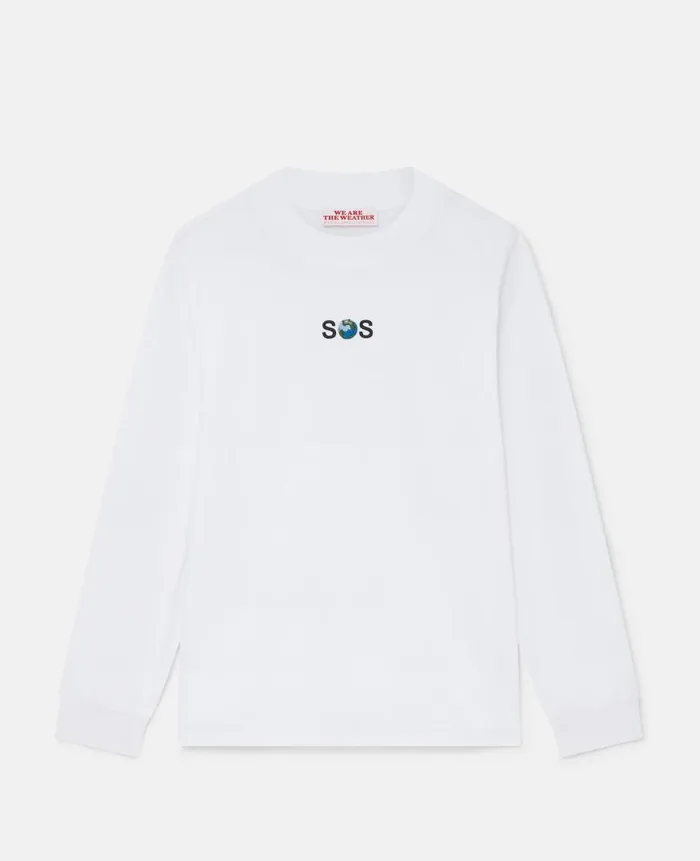 Women Sweatshirts And TShirts Stella McCartney SOS Embroidered LongSleeve TShirt Polar White Women Sweatshirts And TShirts Stella McCartney SOS Embroidered LongSleeve TShirt Polar White