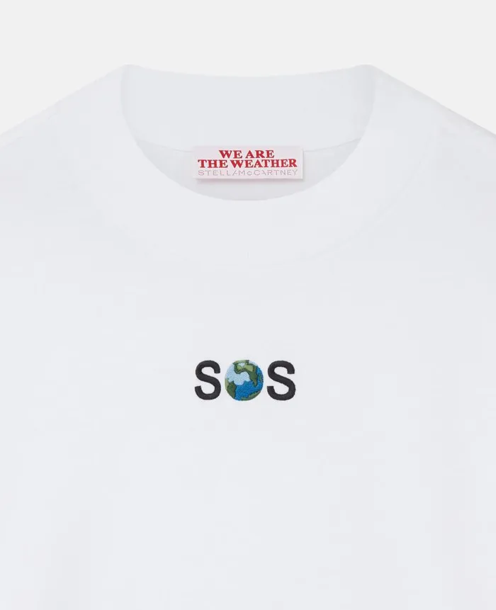 Women Sweatshirts And TShirts Stella McCartney SOS Embroidered LongSleeve TShirt Polar White