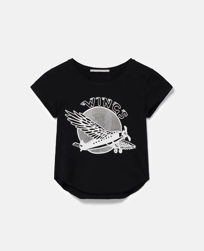 Women Sweatshirts And TShirts Stella McCartney Wings Graphic Cotton Baby Tee Midnight Black Women Sweatshirts And TShirts Stella McCartney Wings Graphic Cotton Baby Tee Midnight Black