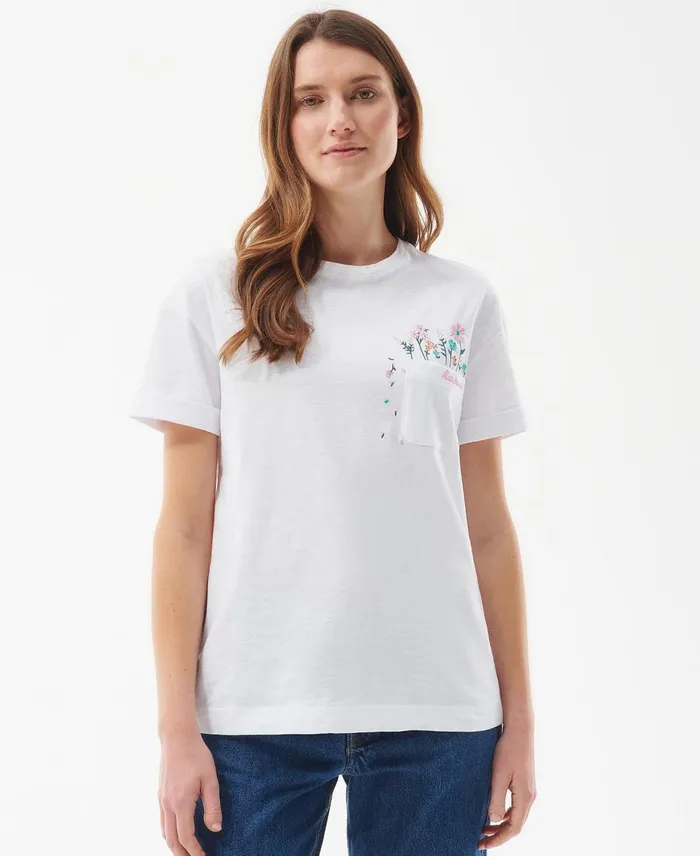 Women TShirts Barbour Evergreen TShirt Classic White