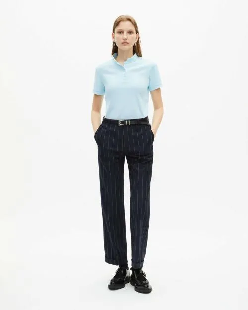 Women Tshirts The Kooples Light Blue Contrasting Collar Polo Baby Blue