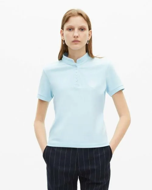 Women Tshirts The Kooples Light Blue Contrasting Collar Polo Baby Blue