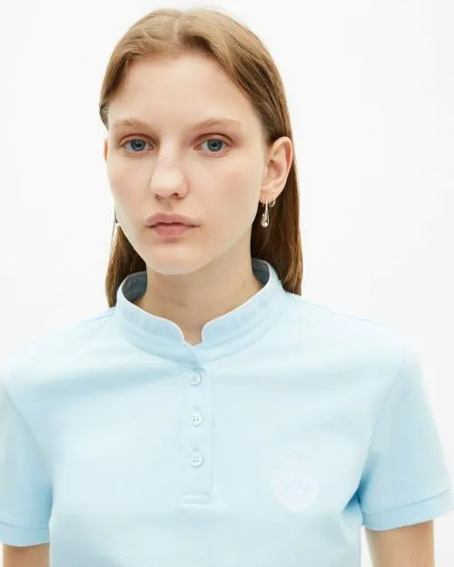 Women Tshirts The Kooples Light Blue Contrasting Collar Polo Baby Blue