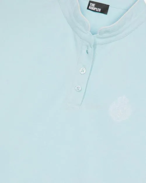 Women Tshirts The Kooples Light Blue Contrasting Collar Polo Baby Blue