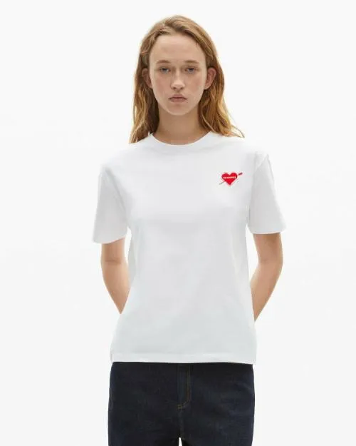 Women Tshirts The Kooples White TShirt With Heart Flocking White
