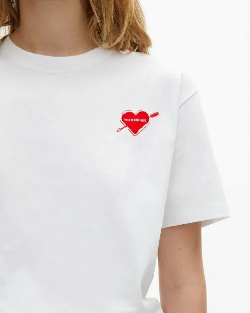 Women Tshirts The Kooples White TShirt With Heart Flocking White