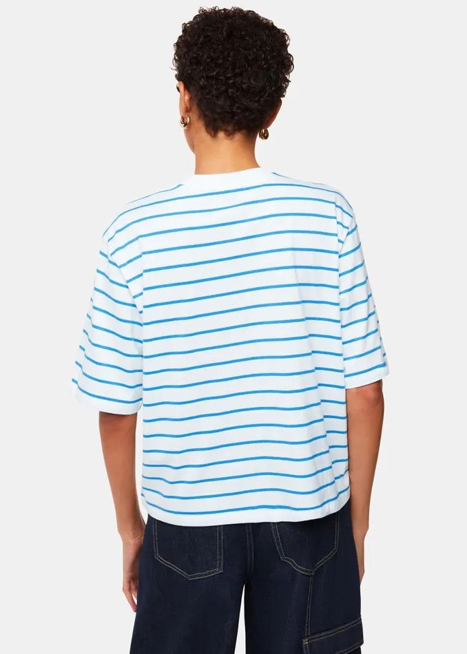 Women TShirts Whistles Blue Stripe Short Sleeve TShirt
