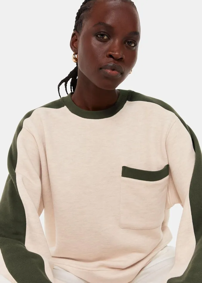 Women TShirts Whistles Khaki Colourblock Sweat