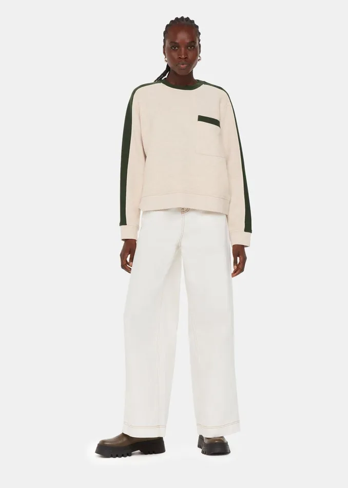 Women TShirts Whistles Khaki Colourblock Sweat