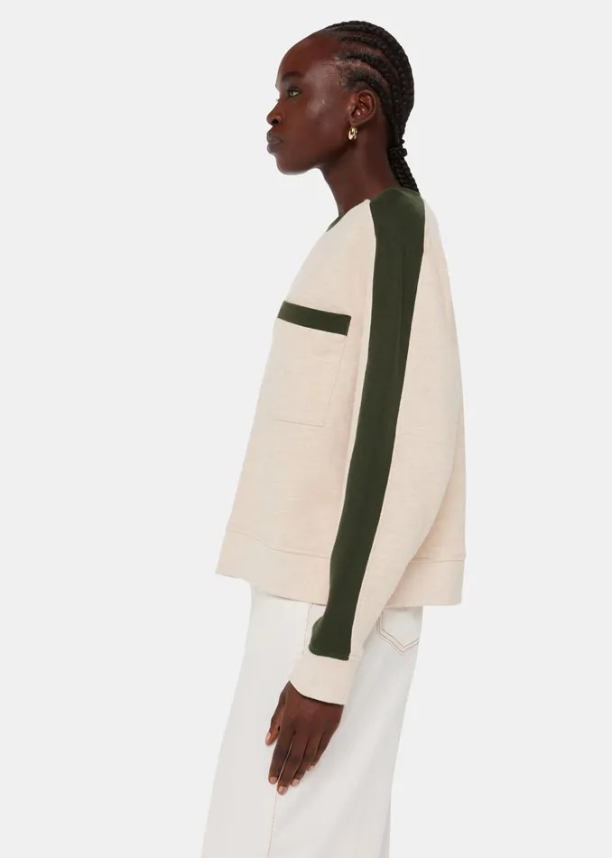 Women TShirts Whistles Khaki Colourblock Sweat
