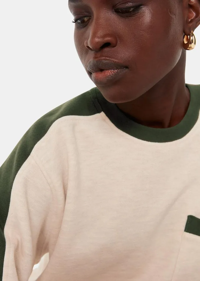 Women TShirts Whistles Khaki Colourblock Sweat