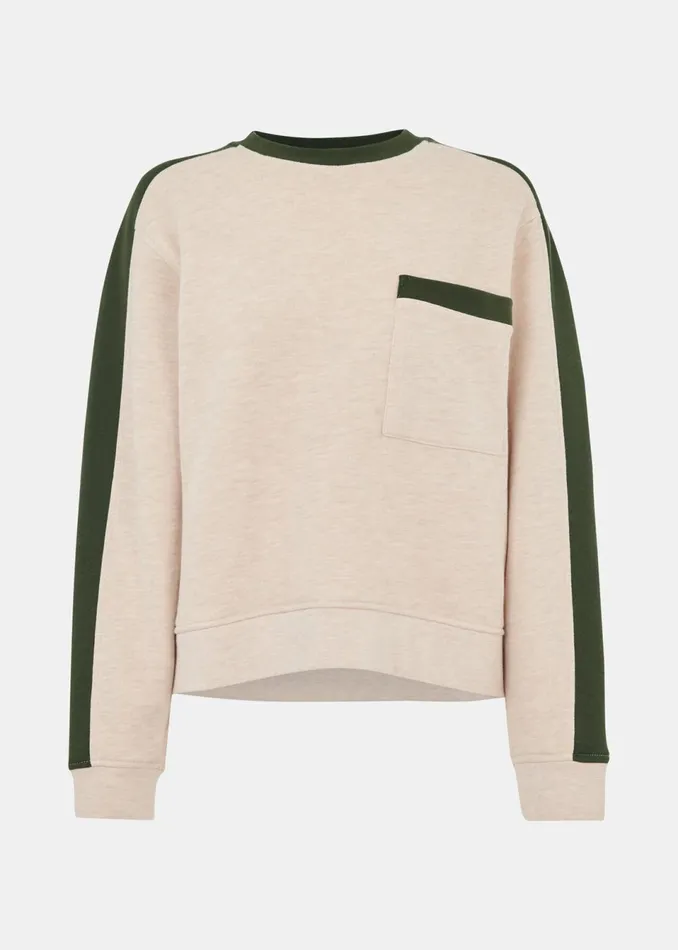 Women TShirts Whistles Khaki Colourblock Sweat