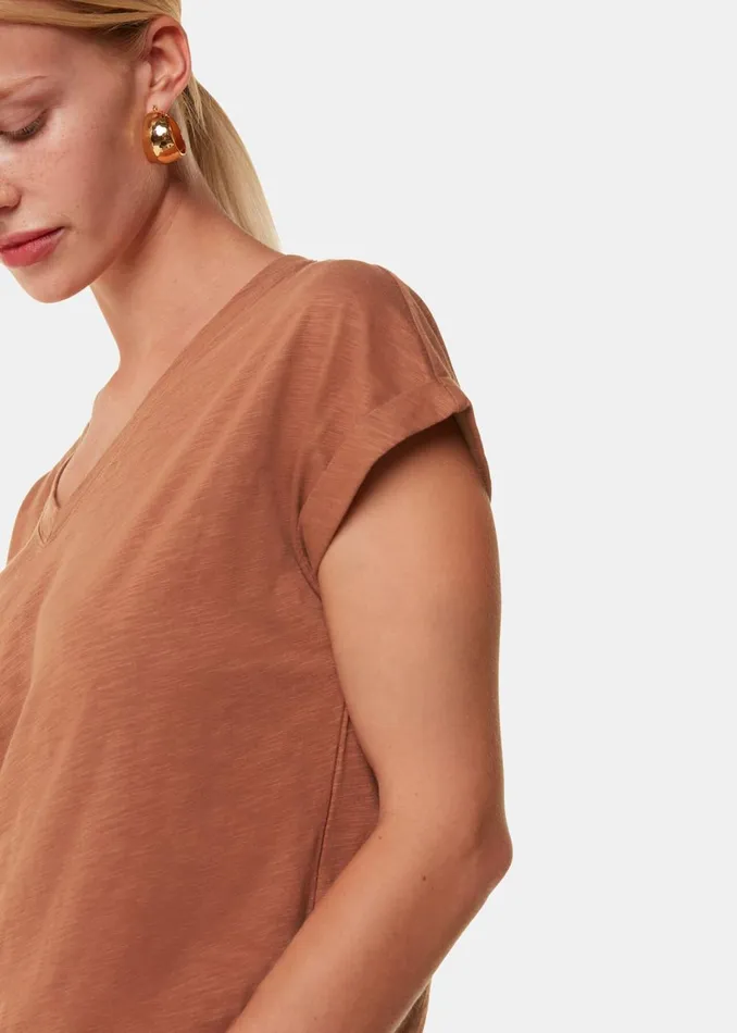 Women TShirts Whistles Tan Willa V Neck Cap Sleeve Tee