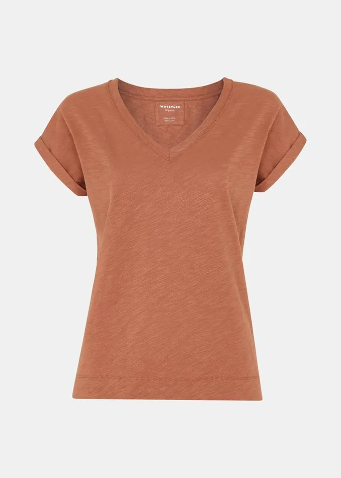 Women TShirts Whistles Tan Willa V Neck Cap Sleeve Tee