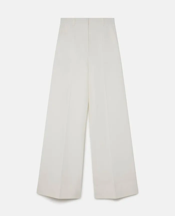 Women Tailoring Stella McCartney HighRise WideLeg Wool Pants Cream White