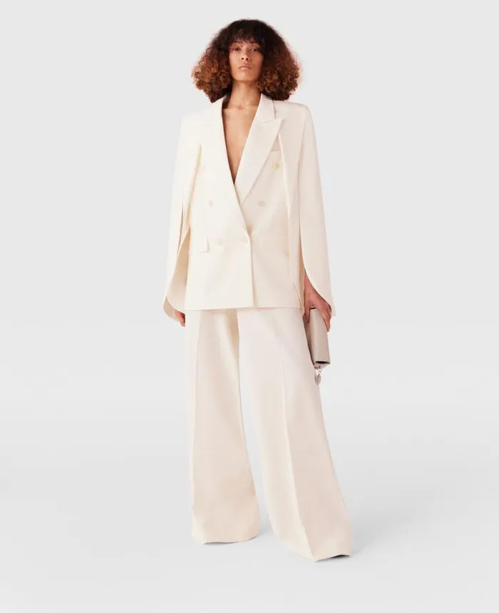 Women Tailoring Stella McCartney HighRise WideLeg Wool Pants Cream White