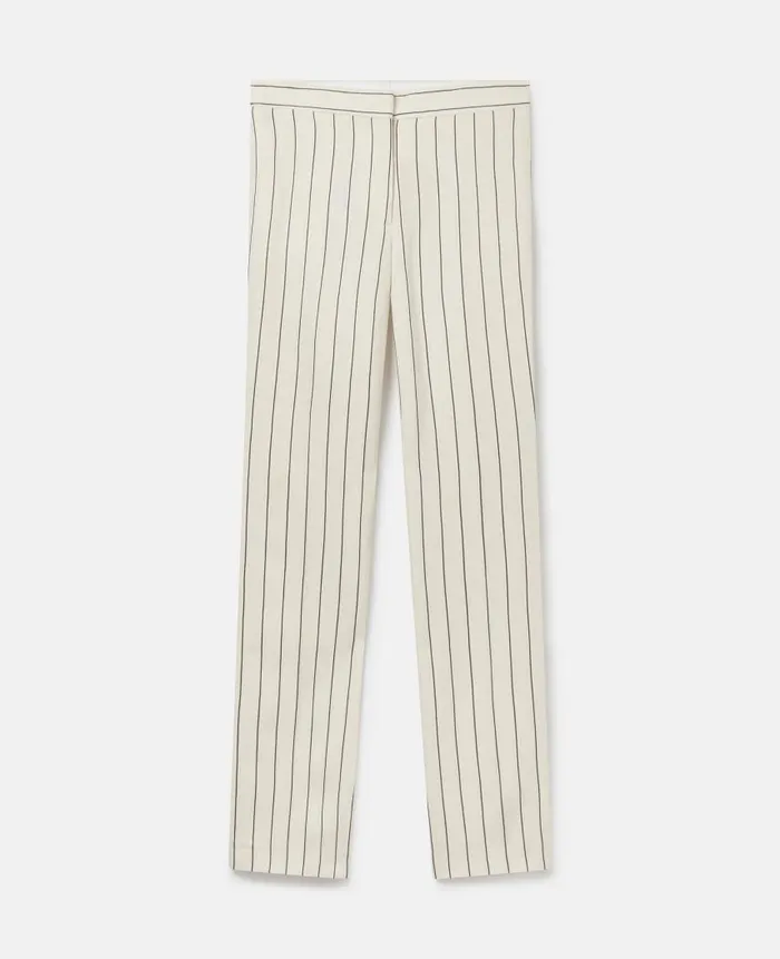 Women Tailoring Stella McCartney Striped MidRise StraightLeg Trousers Cream With Black Pinstripe Women Tailoring Stella McCartney Striped MidRise StraightLeg Trousers Cream With Black Pinstripe