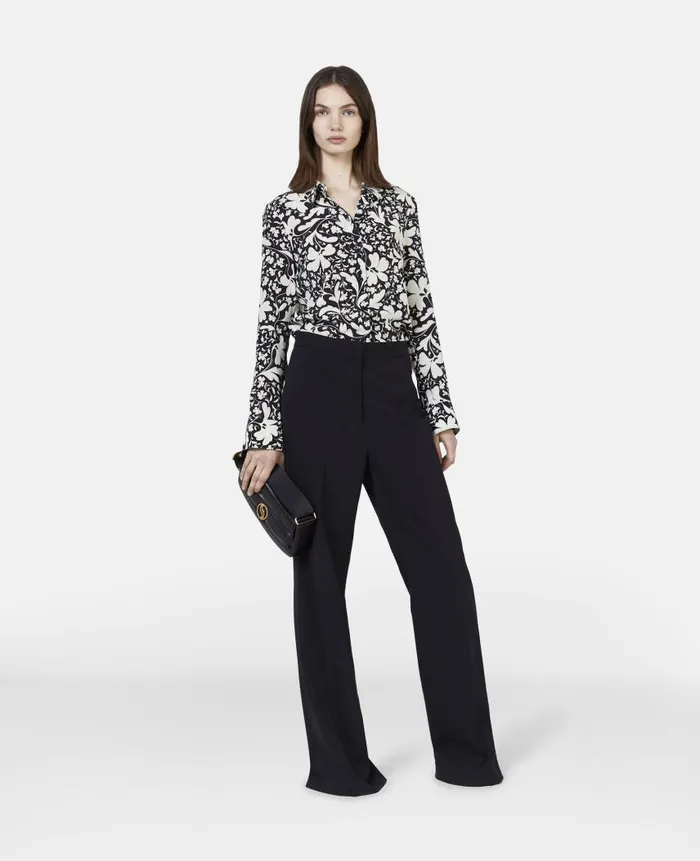 Women Tailoring Stella McCartney Wool Flannel Tailored Trousers Black