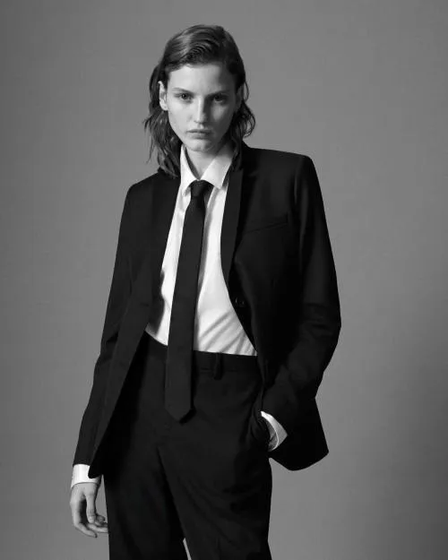 Women Tailoring The Kooples Black Wool Suit Jacket Cinched Cut Black